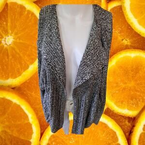 Liz Claiborne Woman Open Front‎ Black and White Marled Sweater Size 3X